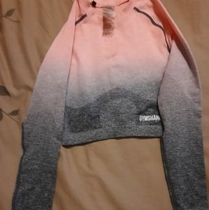 Gymshark crop size small. Pink and grey ombre